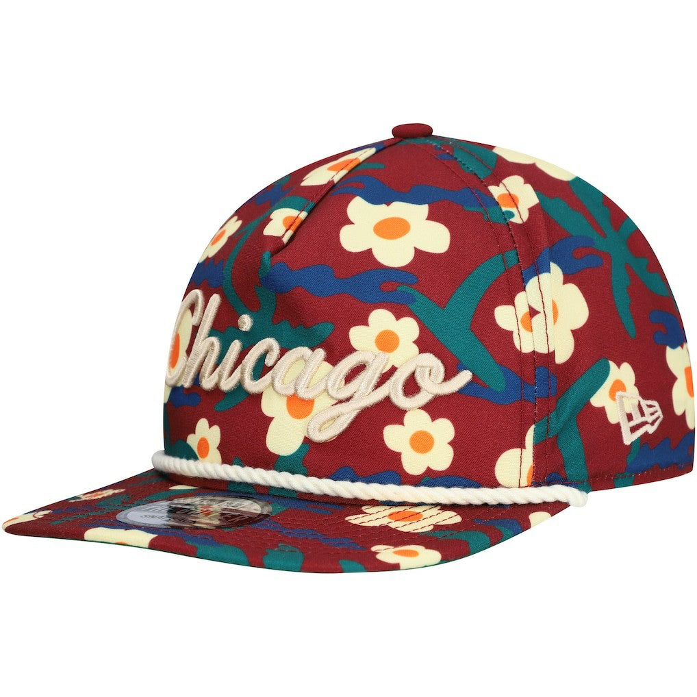 Crimson Chicago Bulls Vacation Floral Golfer Snapback Hat | NBA