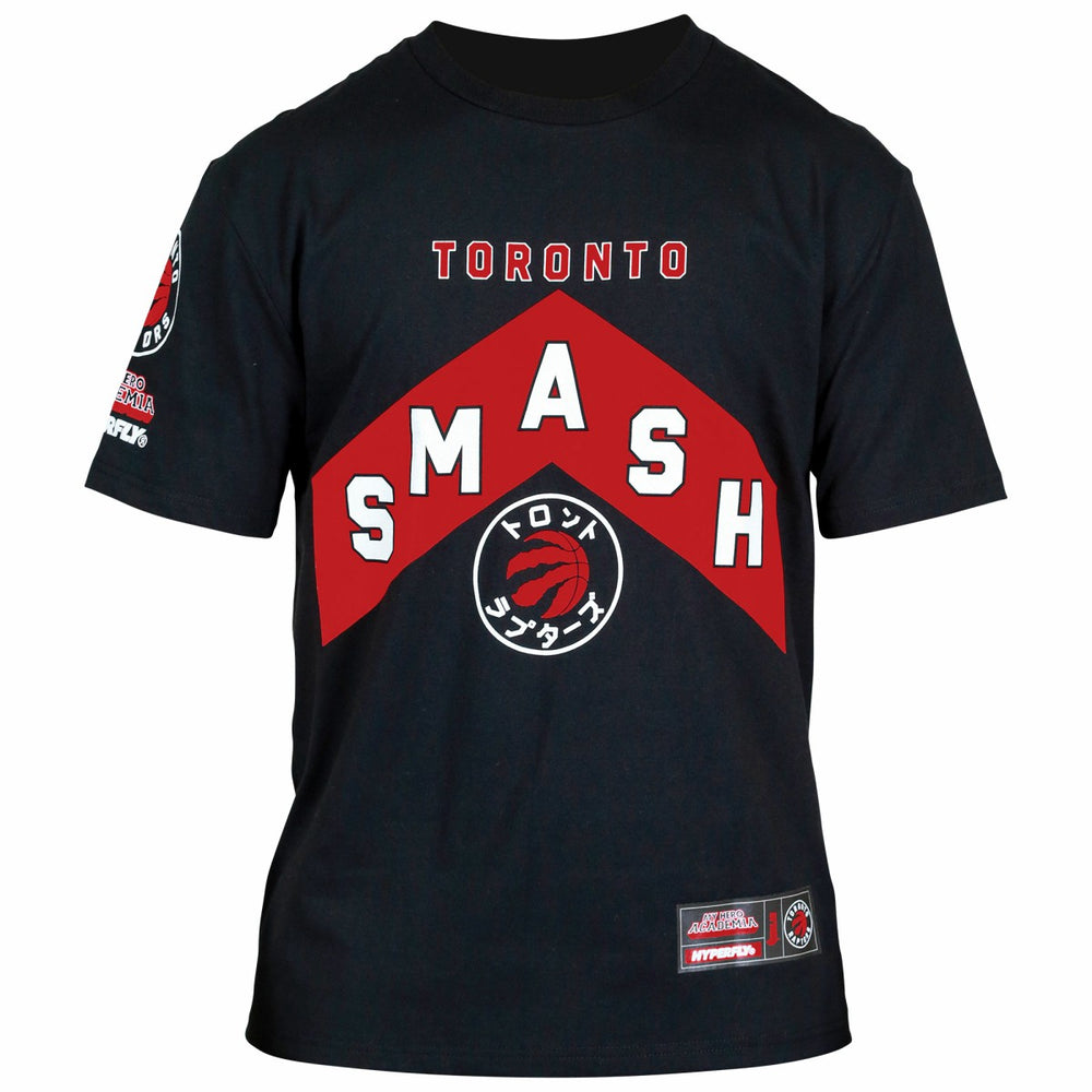 Black Toronto Raptors Hyperfly Unisex NBA x My Hero Academia All Might Smash T-Shirt | NBA