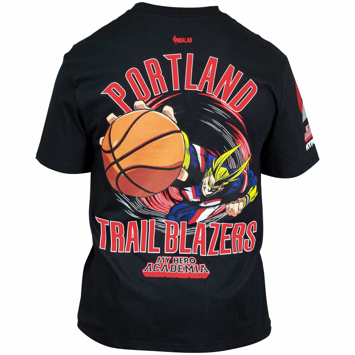 Black Portland Trail Blazers Hyperfly Unisex NBA x My Hero Academia All Might Smash T-Shirt | NBA