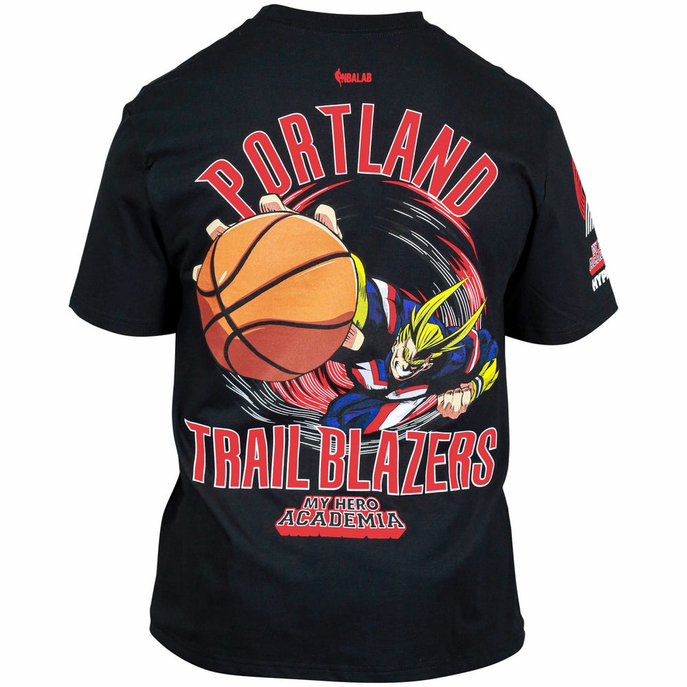 Black Portland Trail Blazers Hyperfly Unisex NBA x My Hero Academia All Might Smash T-Shirt | NBA