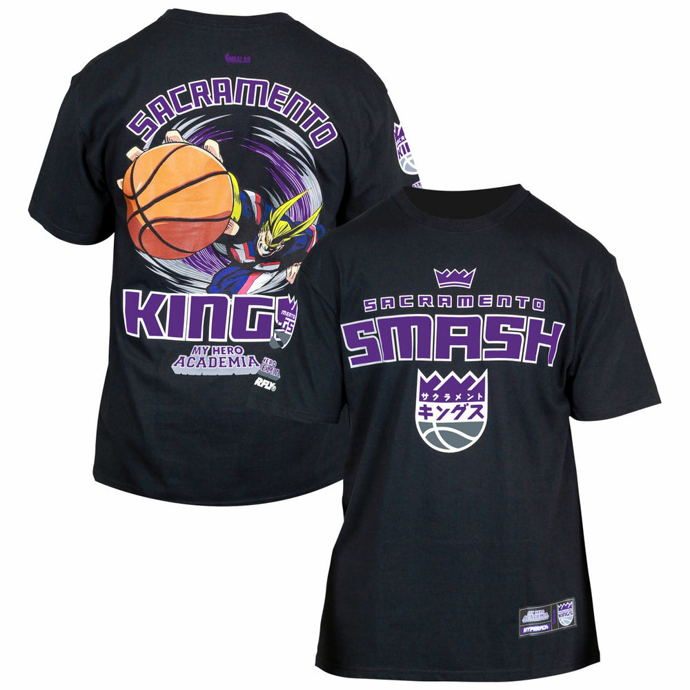 Black Sacramento Kings Hyperfly Unisex NBA x My Hero Academia All Might Smash T-Shirt | NBA