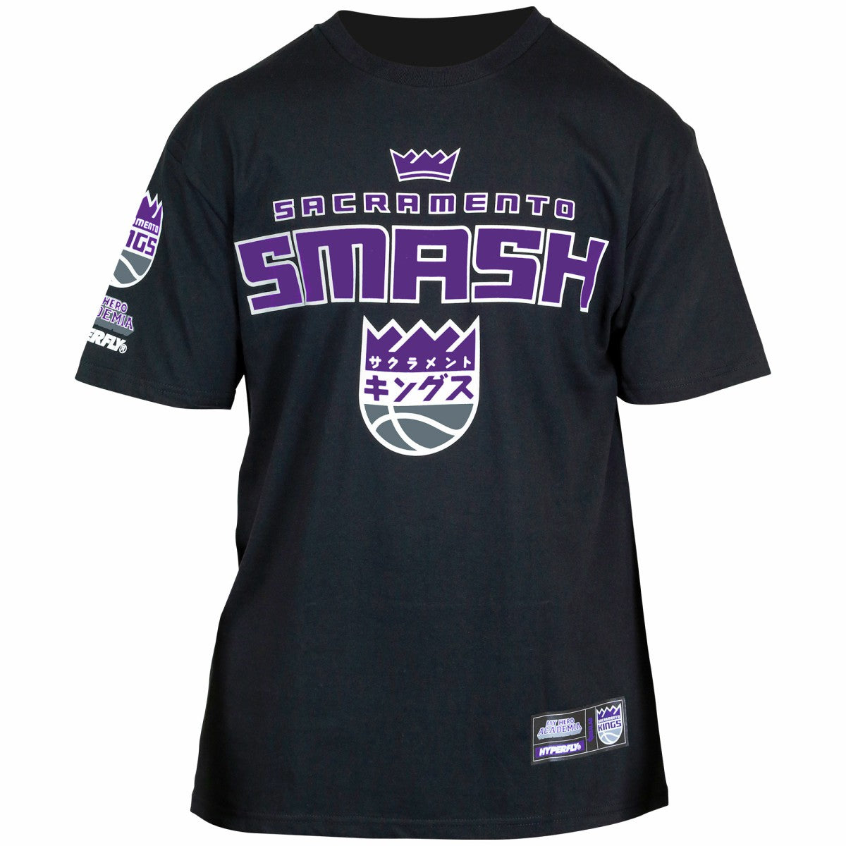 Black Sacramento Kings Hyperfly Unisex NBA x My Hero Academia All Might Smash T-Shirt | NBA