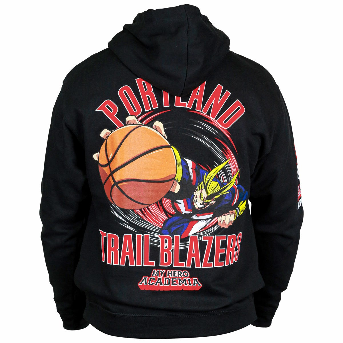 Black Portland Trail Blazers Hyperfly Unisex NBA x My Hero Academia All Might Smash Pullover Hoodie | NBA