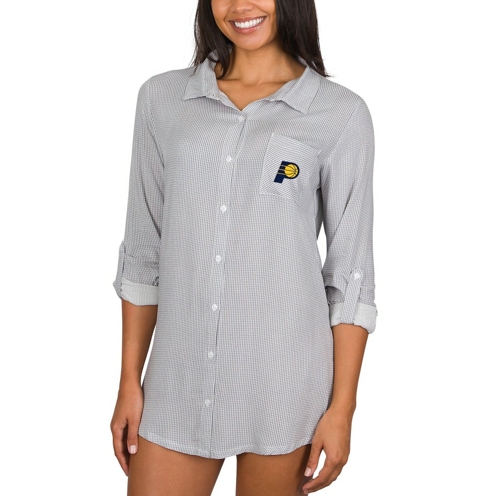 Gray Indiana Pacers Concepts Sport Women's Melody Woven Long Sleeve Nightshirt | NBA