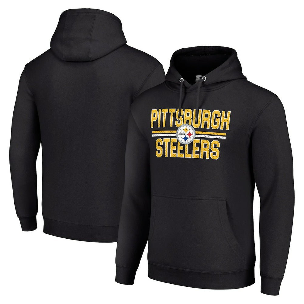 Pittsburgh Steelers Starter Unisex Team Mesh Print Graphic Tri-Blend Pullover Hoodie | NFL New