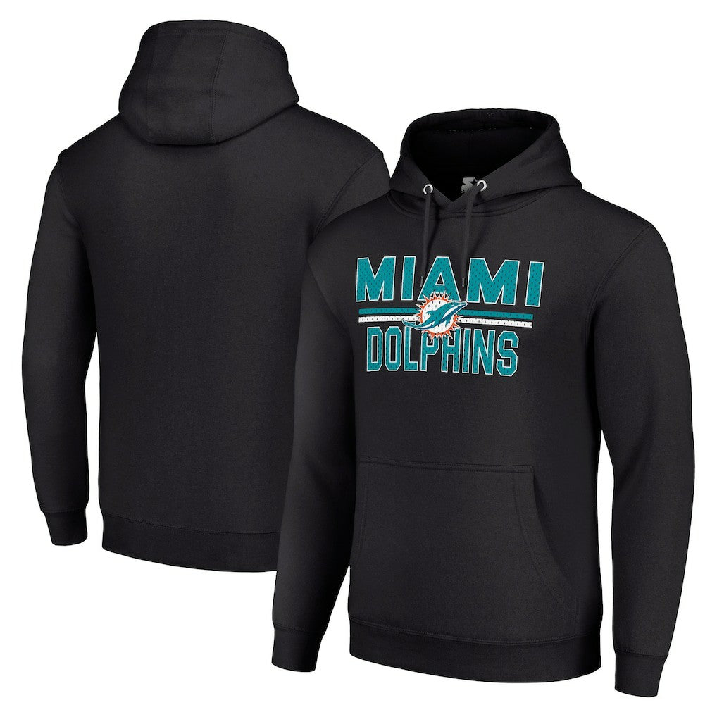 Miami Dolphins Starter Unisex Team Mesh Print Graphic Tri-Blend Pullover Hoodie | NFL Hot
