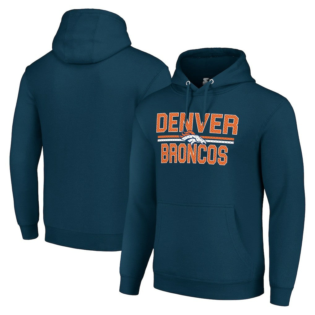 Denver Broncos Starter Unisex Team Mesh Print Graphic Tri-Blend Pullover Hoodie | NFL New