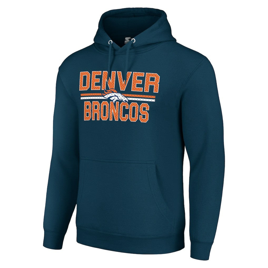 Denver Broncos Starter Unisex Team Mesh Print Graphic Tri-Blend Pullover Hoodie | NFL New