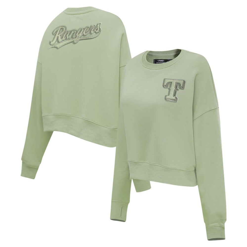 Texas Rangers Pro Standard Women's Neutral Oversized Boxy Cropped Pullover Sweatshirt - MLB Pullover