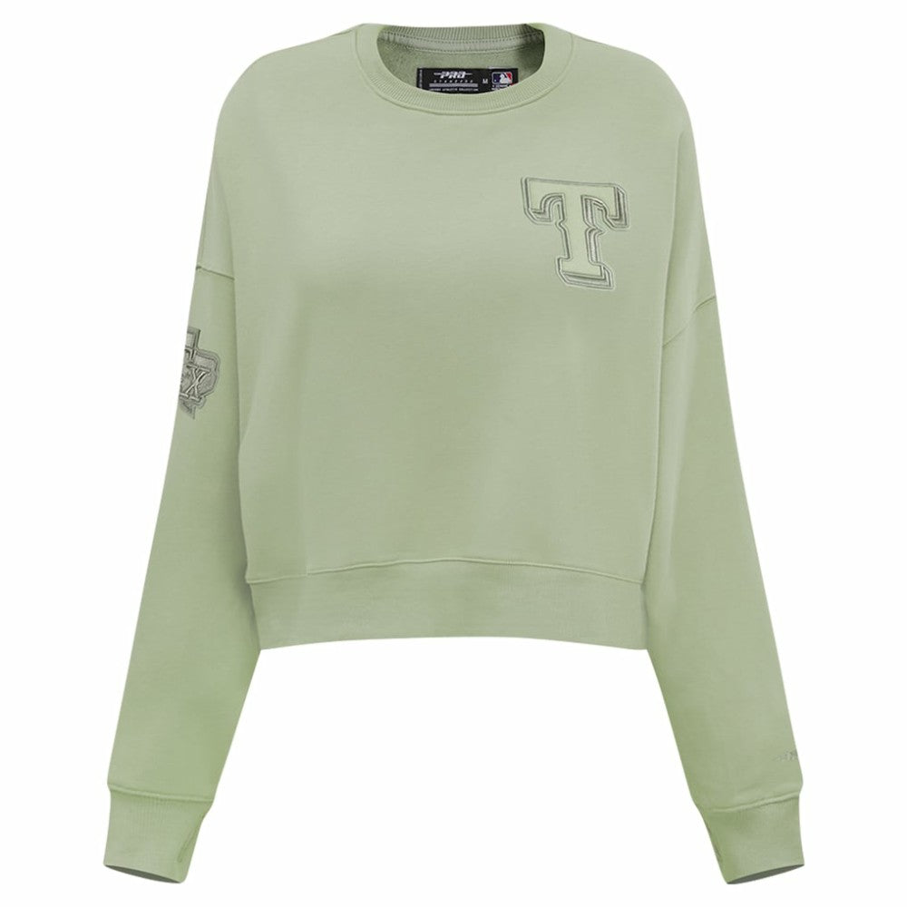 Texas Rangers Pro Standard Women's Neutral Oversized Boxy Cropped Pullover Sweatshirt - MLB Pullover