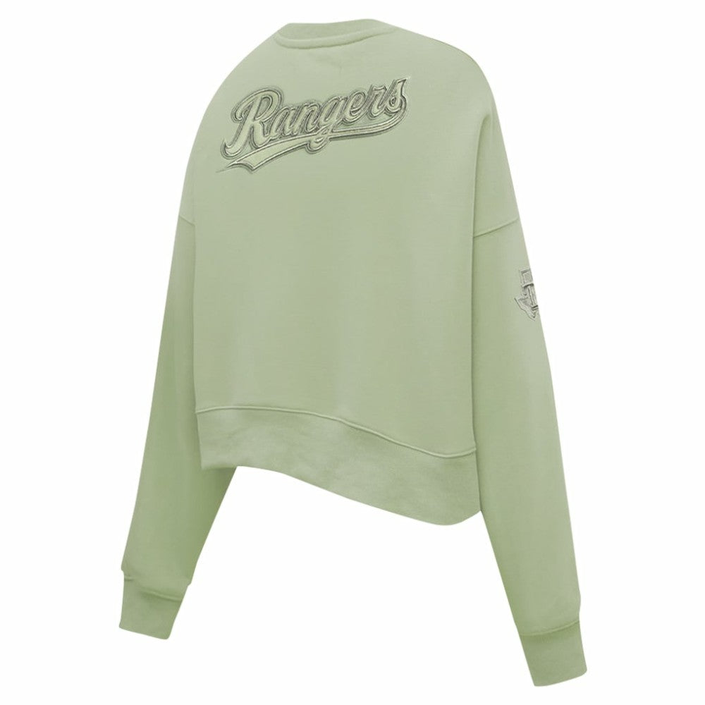 Texas Rangers Pro Standard Women's Neutral Oversized Boxy Cropped Pullover Sweatshirt - MLB Pullover