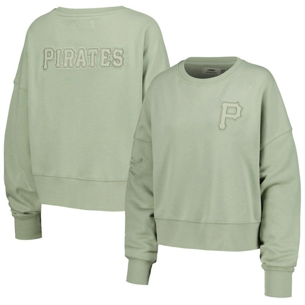 Pittsburgh Pirates Pro Standard Women's Neutral Oversized Boxy Cropped Pullover Sweatshirt - MLB Pullover