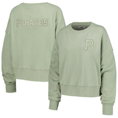 Pittsburgh Pirates Pro Standard Women's Neutral Oversized Boxy Cropped Pullover Sweatshirt - MLB Pullover