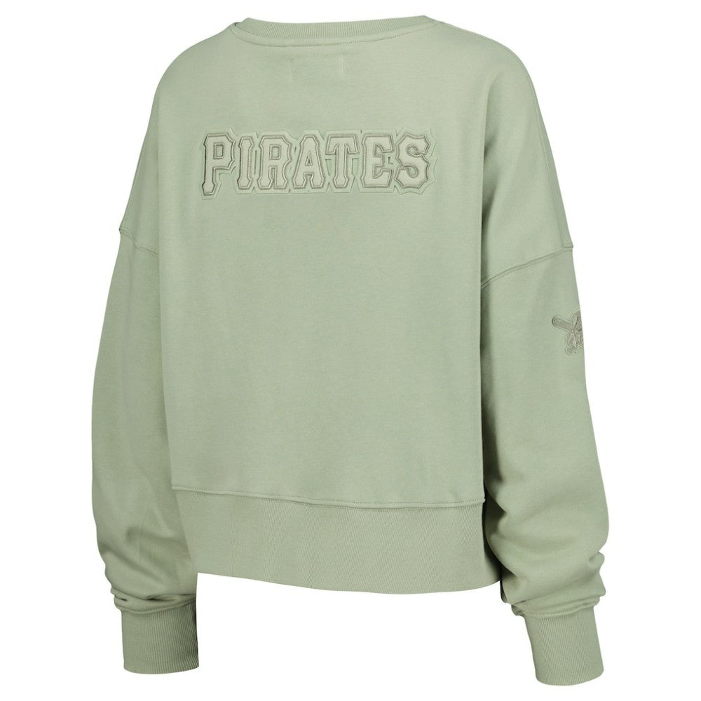 Pittsburgh Pirates Pro Standard Women's Neutral Oversized Boxy Cropped Pullover Sweatshirt - MLB Pullover