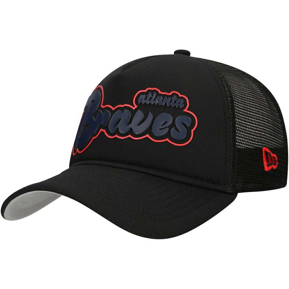 Atlanta Braves New Era Retro Bold A-Frame Trucker 9FORTY Adjustable Hat - MLB Hats