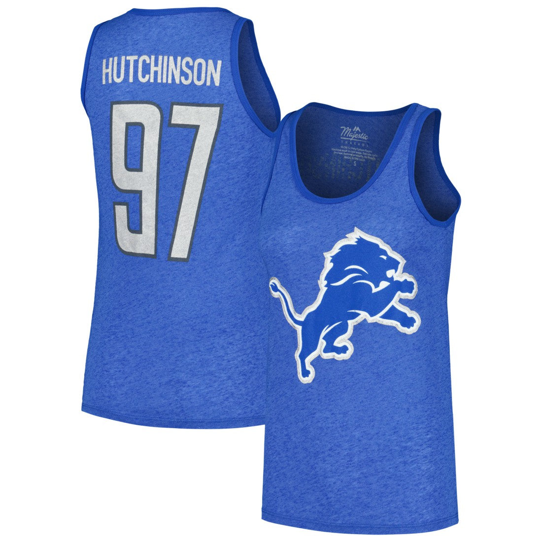 Detroit Lions Aidan Hutchinson  Majestic Threads Women's Name & Number Tri-Blend Tank Top | NFL Hot