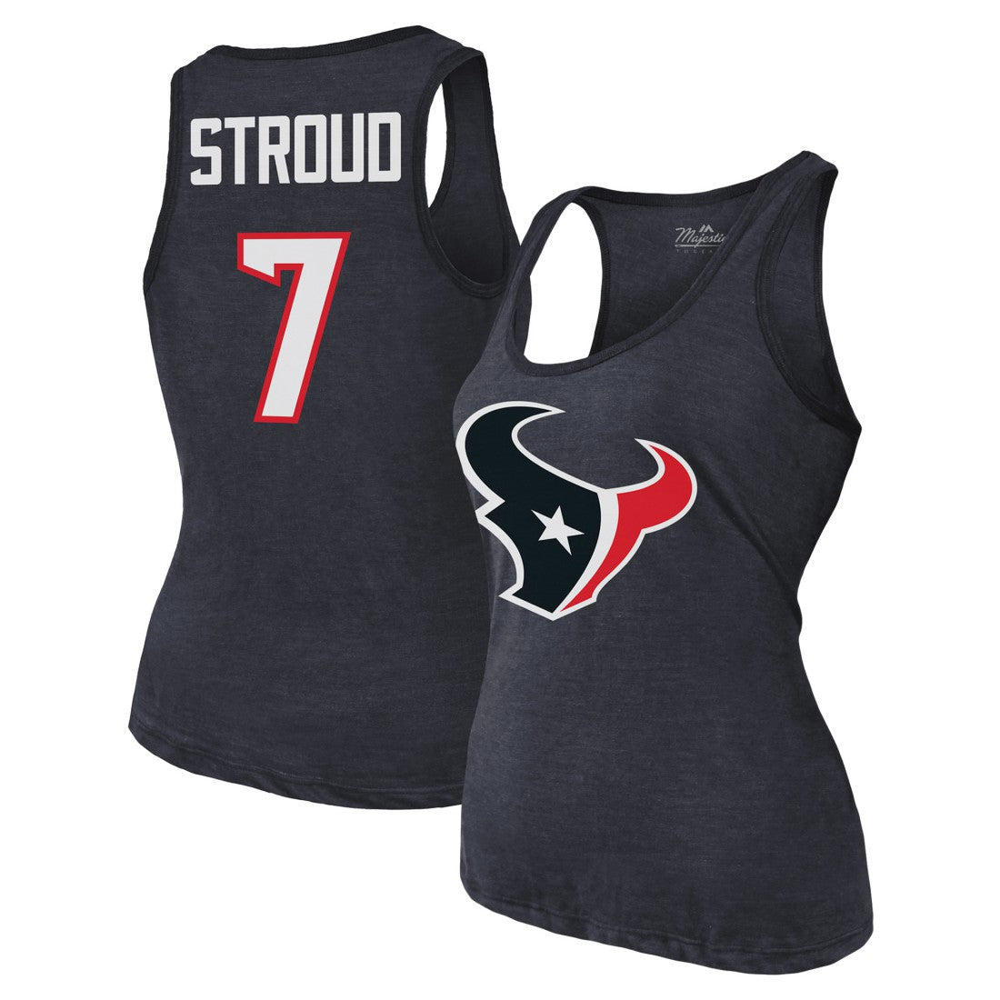 Houston Texans C.J. Stroud  Majestic Threads Women's Name & Number Tri-Blend Tank Top | NFL Discount