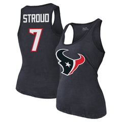Houston Texans C.J. Stroud  Majestic Threads Women's Name & Number Tri-Blend Tank Top | NFL Discount