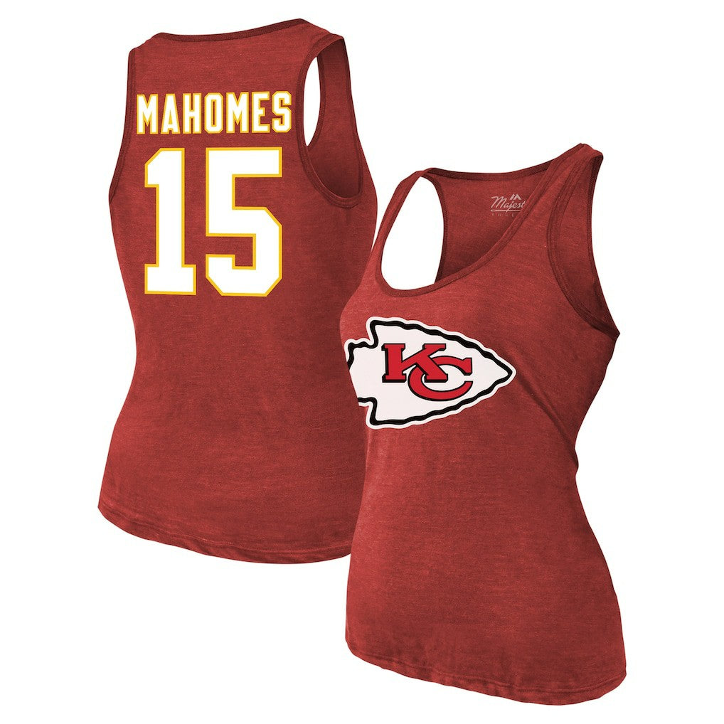 Kansas City Chiefs Patrick Mahomes  Majestic Threads Women's Name & Number Tri-Blend Tank Top | NFL New