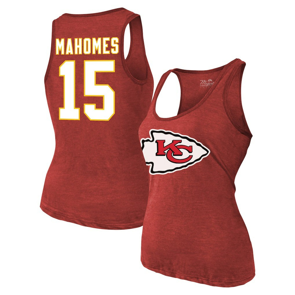 Kansas City Chiefs Patrick Mahomes  Majestic Threads Women's Name & Number Tri-Blend Tank Top | NFL New