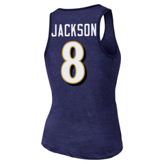 Baltimore Ravens Lamar Jackson  Majestic Threads Women's Name & Number Tri-Blend Tank Top | NFL New
