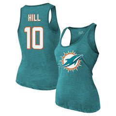 Miami Dolphins Tyreek Hill  Majestic Threads Women's Name & Number Tri-Blend Tank Top | NFL New