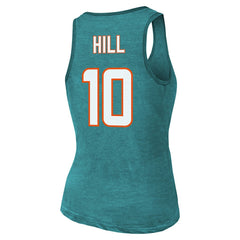 Miami Dolphins Tyreek Hill  Majestic Threads Women's Name & Number Tri-Blend Tank Top | NFL New