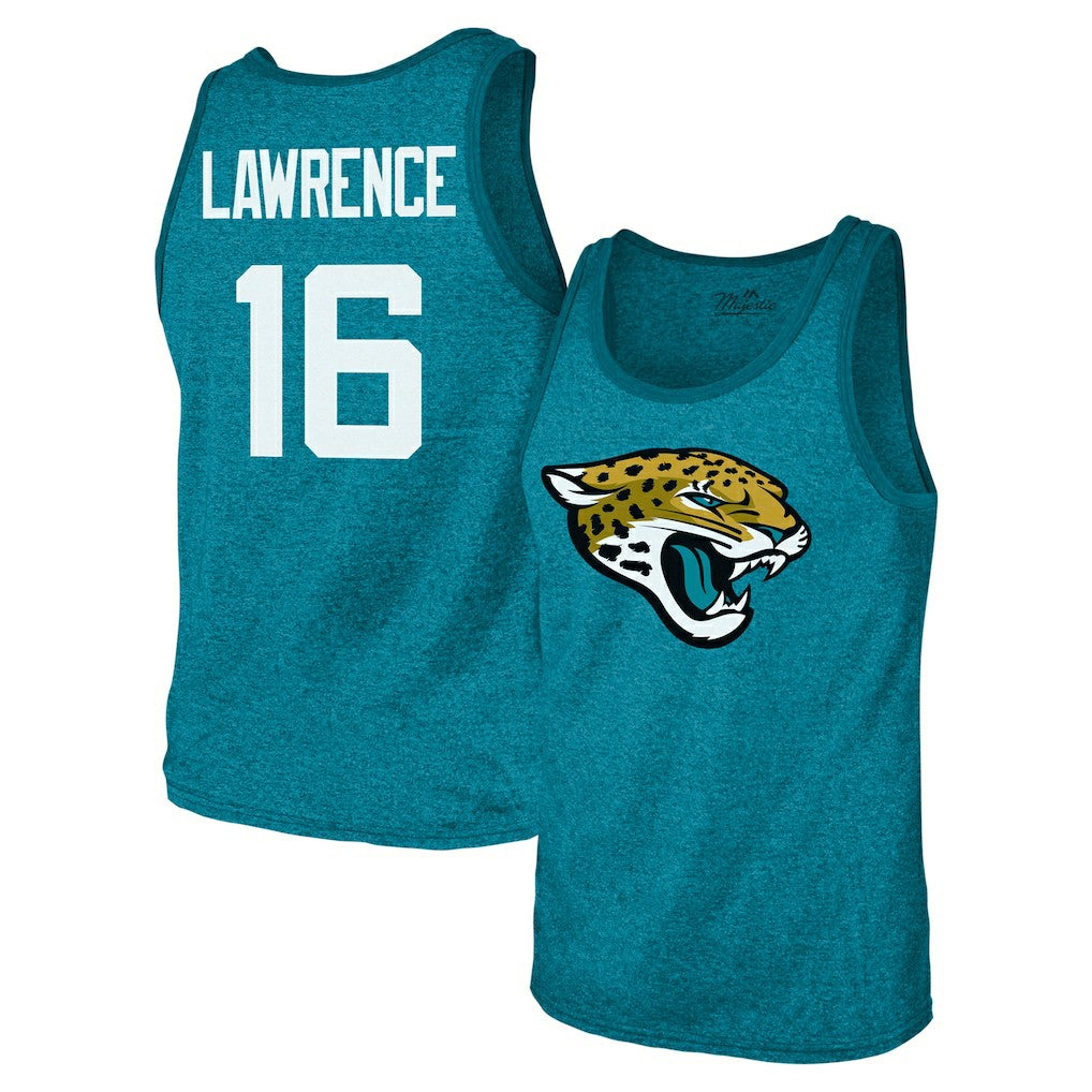 Jacksonville Jaguars Trevor Lawrence  Majestic Threads Tri-Blend Player Name & Number Tank Top | NFL Outlet