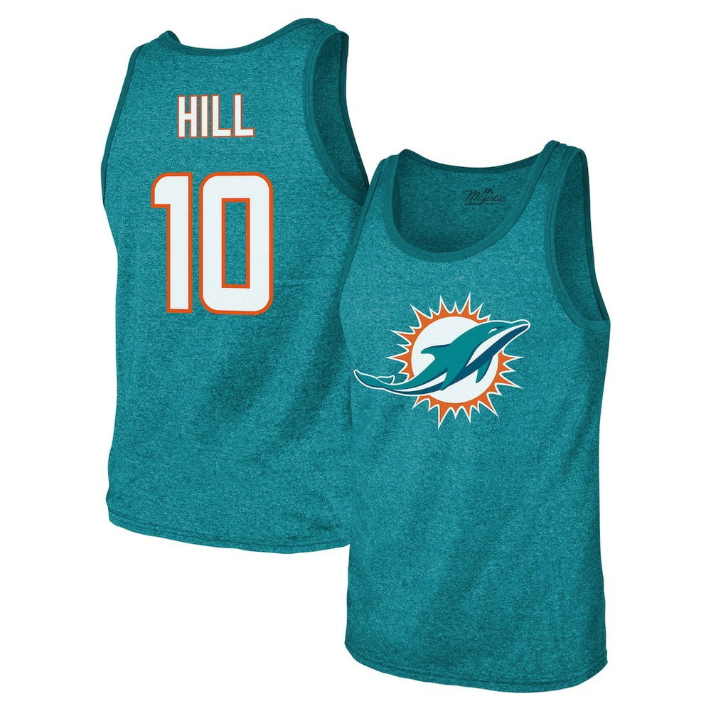 Miami Dolphins Tyreek Hill  Majestic Threads Tri-Blend Player Name & Number Tank Top | NFL Discount