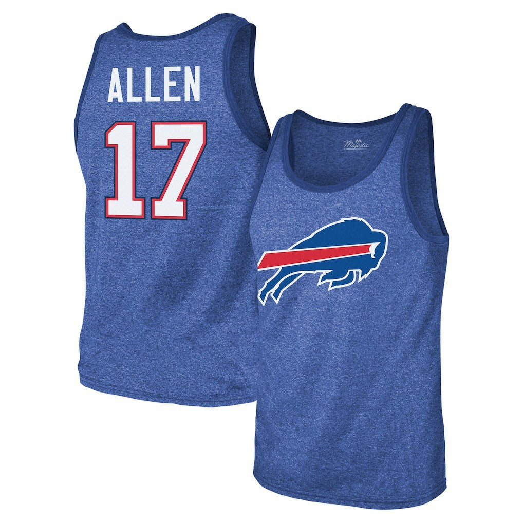 Buffalo Bills Josh Allen  Majestic Threads Tri-Blend Player Name & Number Tank Top | NFL Outlet