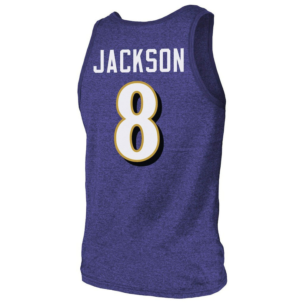 Baltimore Ravens Lamar Jackson  Majestic Threads Tri-Blend Player Name & Number Tank Top | NFL Outlet
