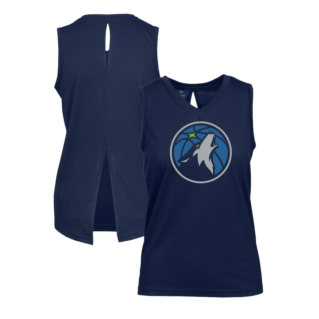 Navy Minnesota Timberwolves Levelwear Women's Paisley Core V-Neck Tank Top | NBA