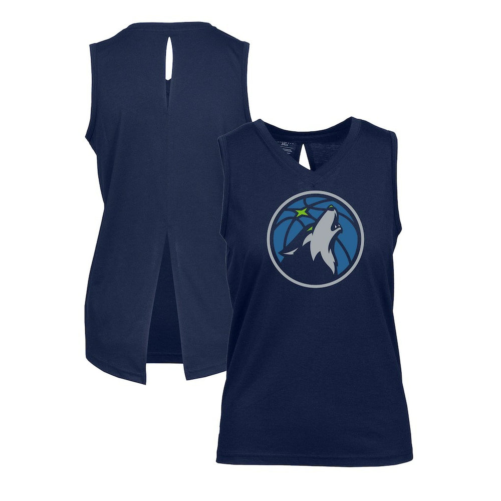Navy Minnesota Timberwolves Levelwear Women's Paisley Core V-Neck Tank Top | NBA