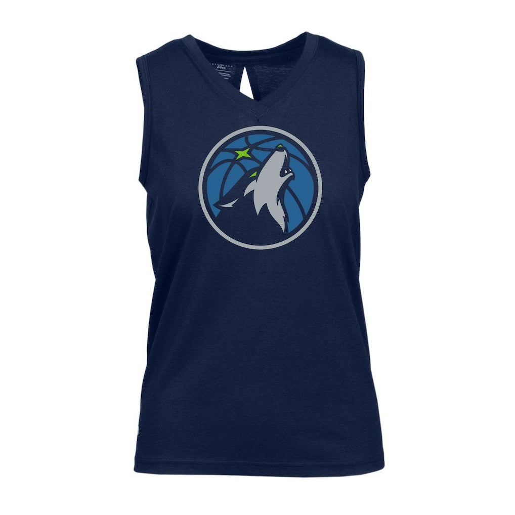 Navy Minnesota Timberwolves Levelwear Women's Paisley Core V-Neck Tank Top | NBA