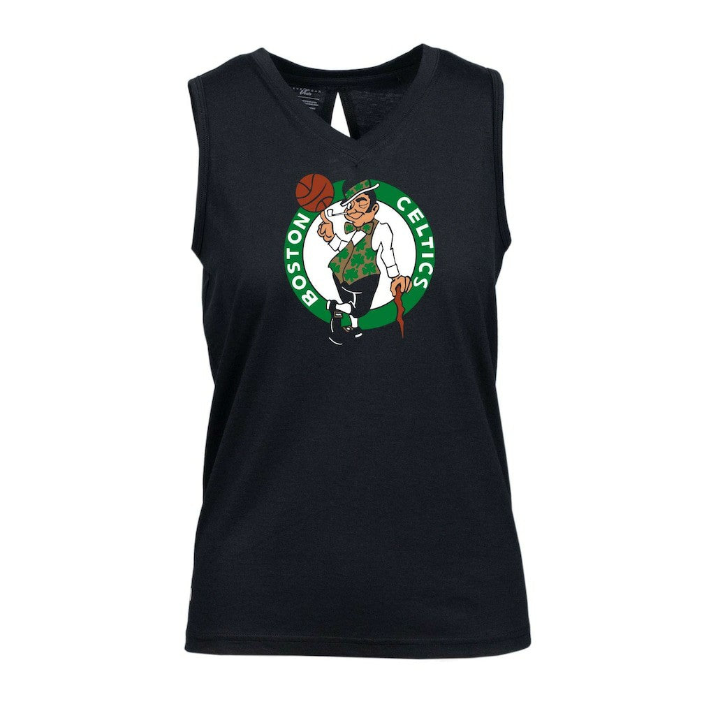 Black Boston Celtics Levelwear Women's Paisley Core V-Neck Tank Top | NBA