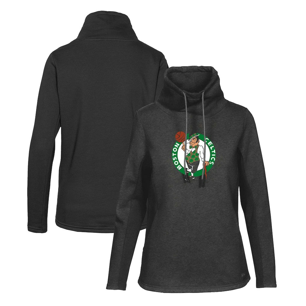 Black Boston Celtics Levelwear Women's Loop Core Funnel Neck Pullover Sweatshirt | NBA
