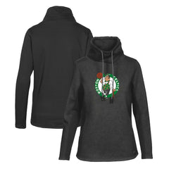 Black Boston Celtics Levelwear Women's Loop Core Funnel Neck Pullover Sweatshirt | NBA