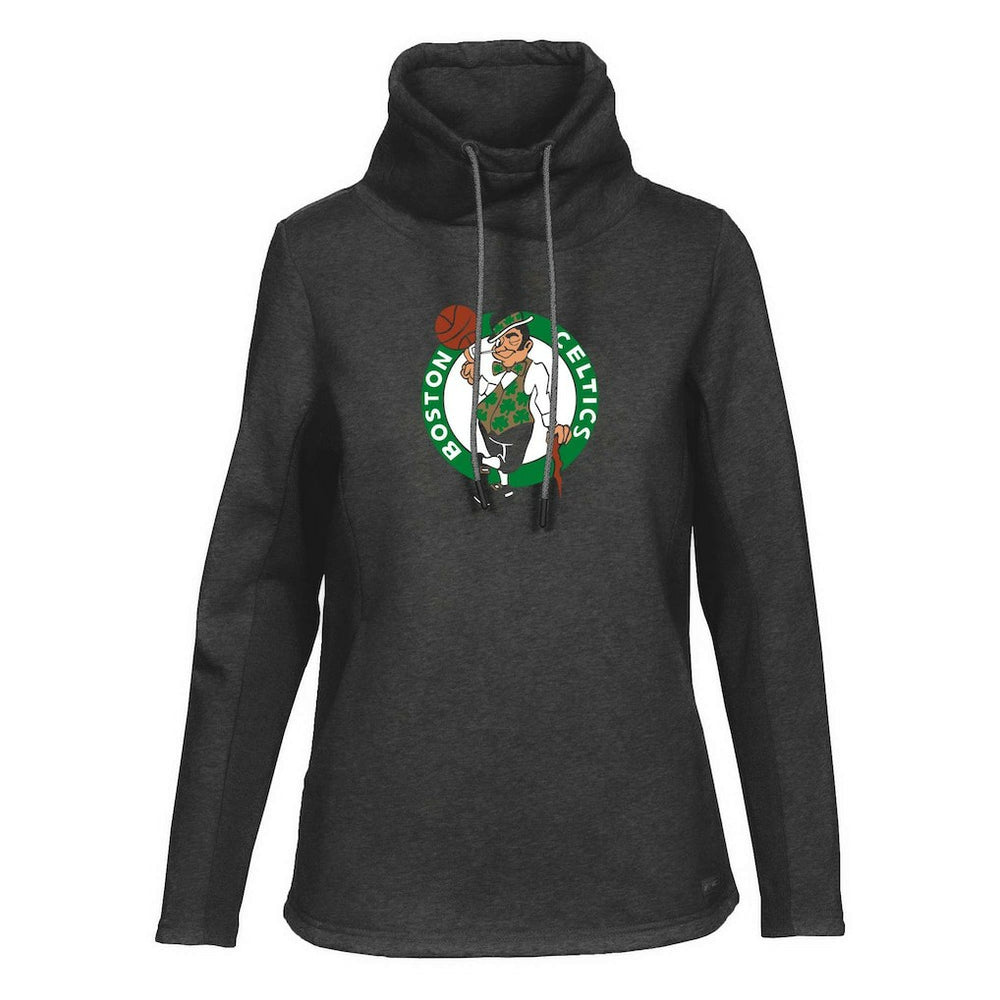 Black Boston Celtics Levelwear Women's Loop Core Funnel Neck Pullover Sweatshirt | NBA