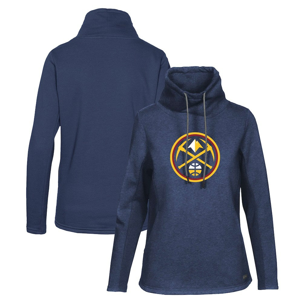 Navy Denver Nuggets Levelwear Women's Loop Core Funnel Neck Pullover Sweatshirt sale | NBA