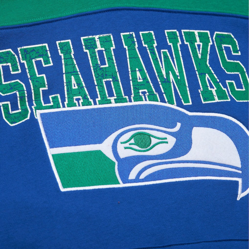 Seattle Seahawks Off Field Vintage Logo Short Sleeve Pullover Hoodie | NFL Discount