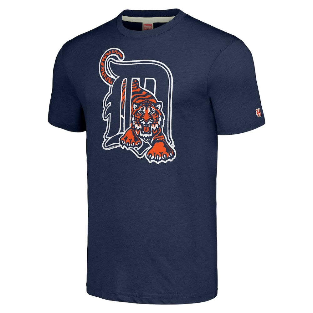 Detroit Tigers Homage Cooperstown Collection Hand-Drawn Logo Tri-Blend T-Shirt - MLB T-shirts
