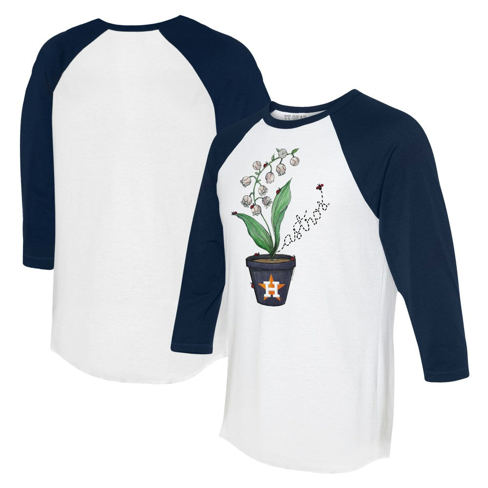 Houston Astros Tiny Turnip Unisex Lilies and Ladybugs 3/4-Sleeve Raglan T-Shirt - MLB T-shirts