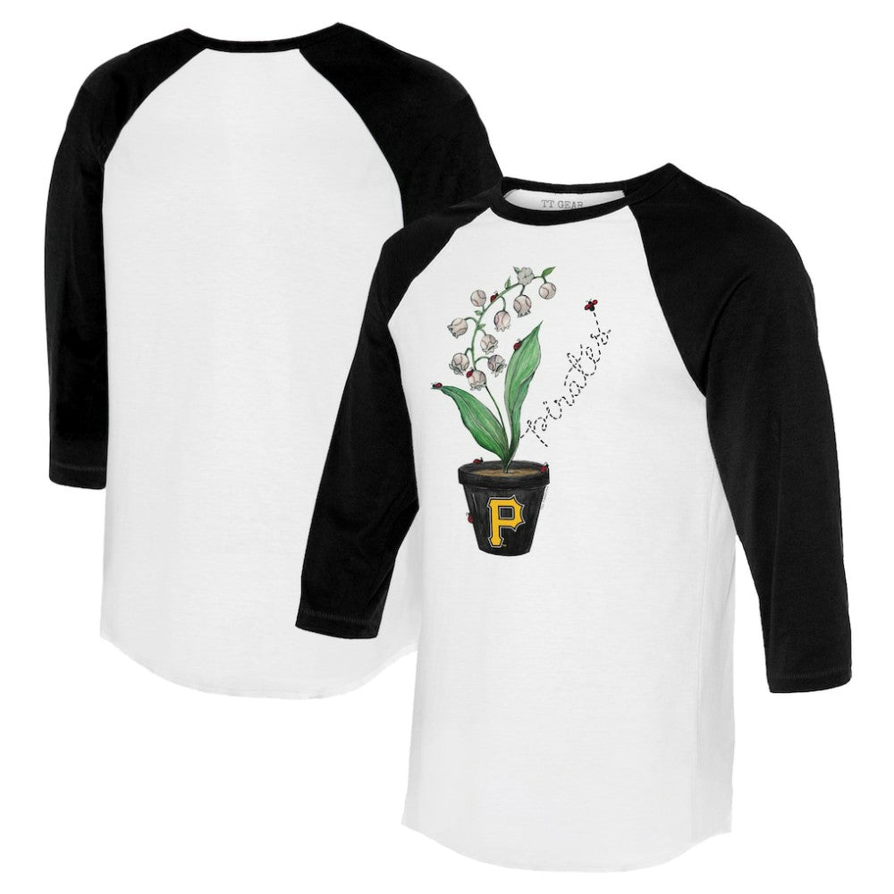 Pittsburgh Pirates Tiny Turnip Unisex Lilies and Ladybugs 3/4-Sleeve Raglan T-Shirt - MLB T-shirts
