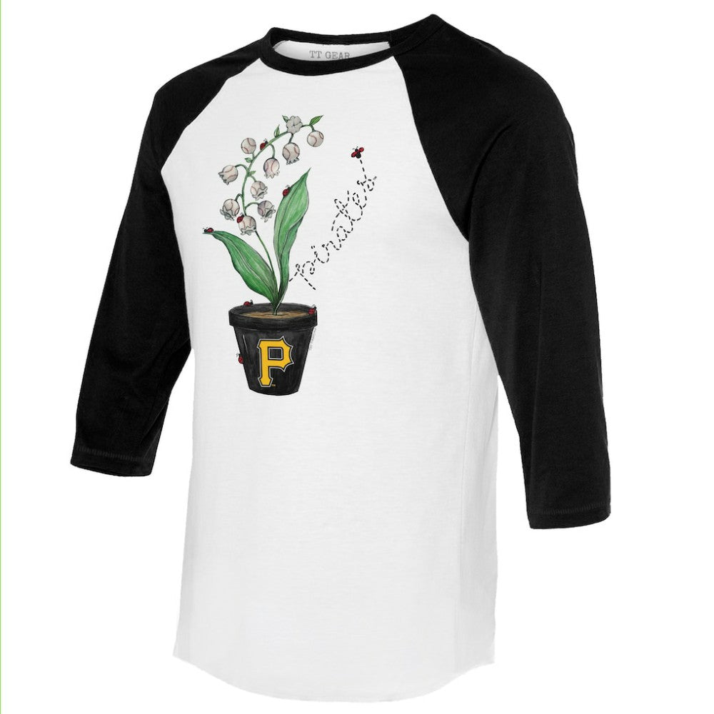 Pittsburgh Pirates Tiny Turnip Unisex Lilies and Ladybugs 3/4-Sleeve Raglan T-Shirt - MLB T-shirts