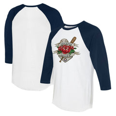 Houston Astros Tiny Turnip Unisex American Traditional Rose 3/4-Sleeve Raglan T-Shirt - MLB T-shirts