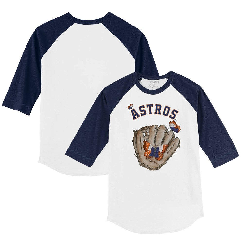 Houston Astros Tiny Turnip Youth Butterfly Glove 3/4-Sleeve Raglan T-Shirt - MLB T-shirts