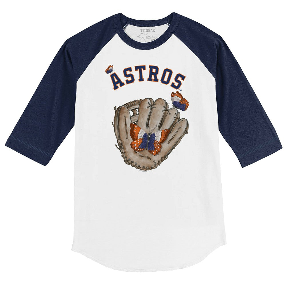 Houston Astros Tiny Turnip Youth Butterfly Glove 3/4-Sleeve Raglan T-Shirt - MLB T-shirts