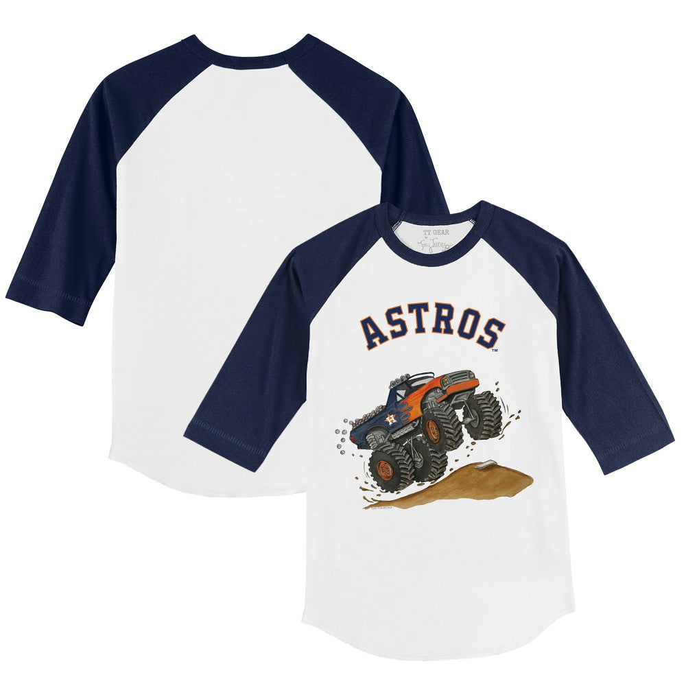 Houston Astros Tiny Turnip Youth Monster Truck 3/4-Sleeve Raglan T-Shirt - MLB T-shirts