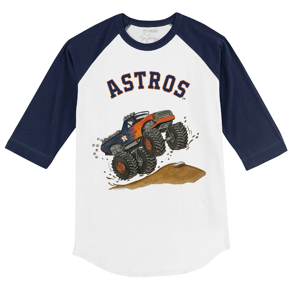 Houston Astros Tiny Turnip Youth Monster Truck 3/4-Sleeve Raglan T-Shirt - MLB T-shirts