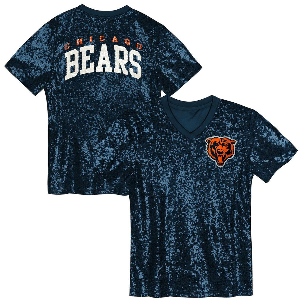 Chicago Bears Girls Youth Wordmark Sequin V-Neck Top | NFL Near me